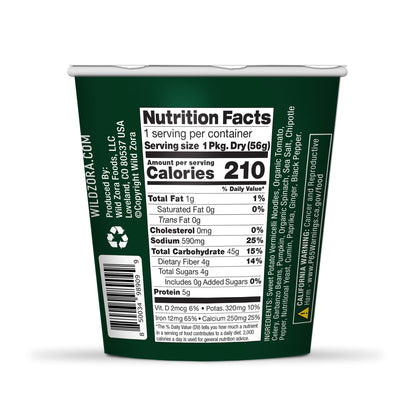 Wild Zora Vermicelli Noodle Soup - Instant Cup of Soup Snack w/Sweet Potato Glass Noodles, Gluten Free Made w/Real and Traditional Soup Ingredients, Grain-Free - Variety (4-Pack)