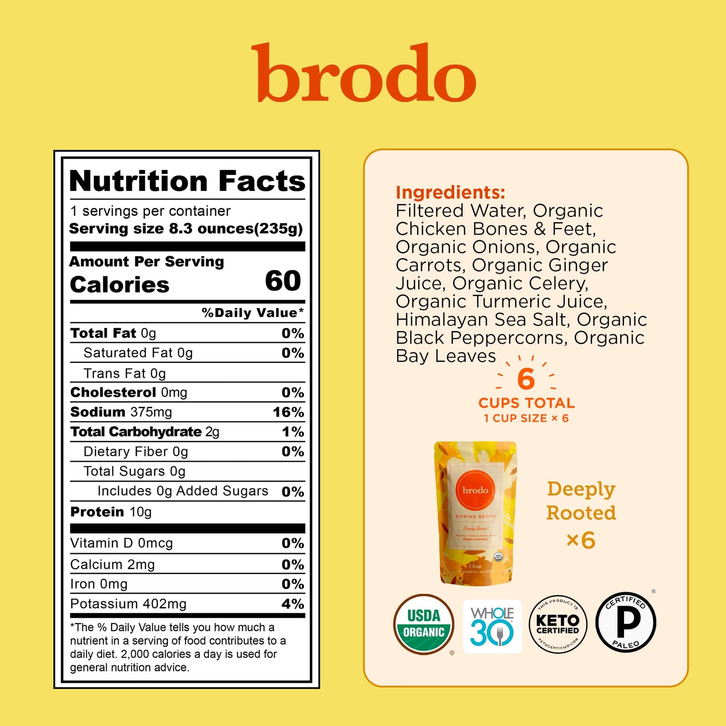Brodo Broth Bundle with Variety Pack and Deeply Rooted Chicken Broth, 8.3 oz (12 Cups Total)