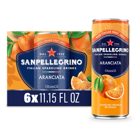 Sanpellegrino Italian Sparkling Drink Aranciata, Sparkling Orange Beverage, 6 Pack