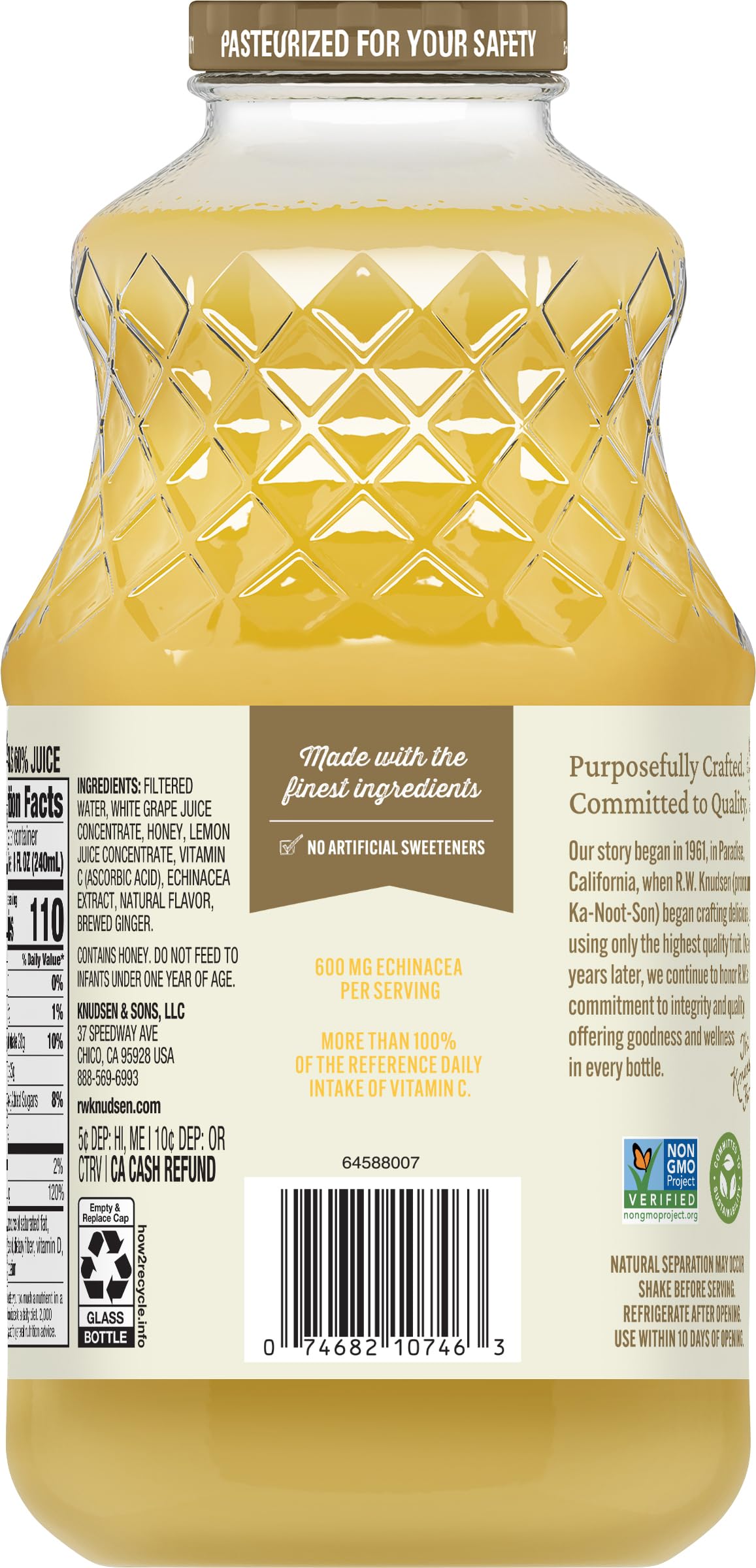 R.W. Knudsen Simply Nutritious Lemon Ginger Echinacea Juice Blend, 32 Ounces