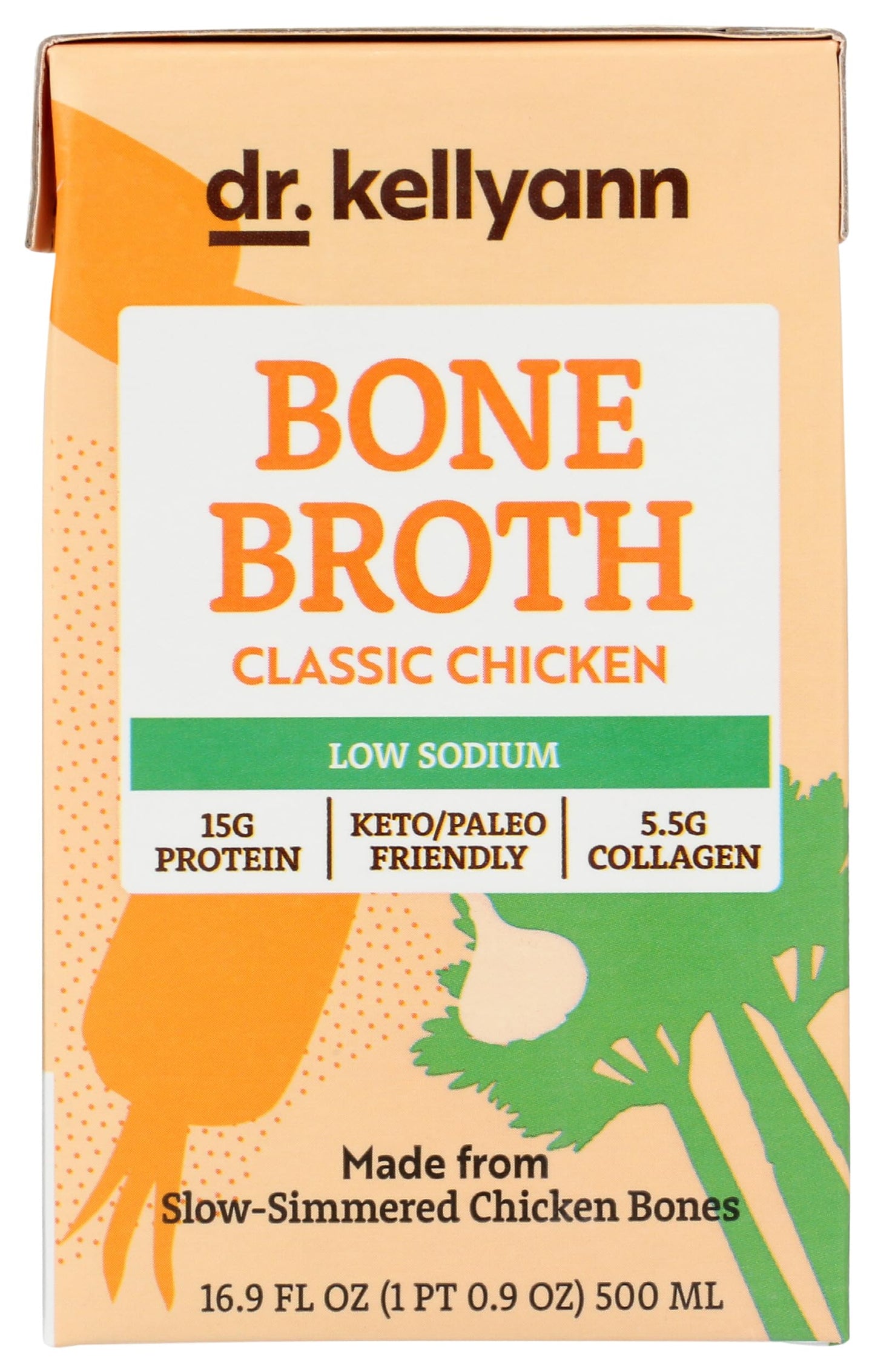 Dr. Kellyann Low Sodium Chicken Bone Broth, 16.9 FZ