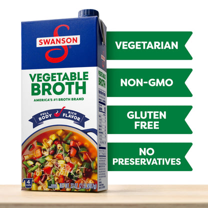 Swanson 100% Natural Vegetable Broth, 32 oz Carton (Pack of 3)