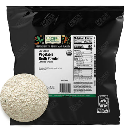 FRONTIER HERB Vegetable Low Sodium Organic Broth Powder, 16 Ounce