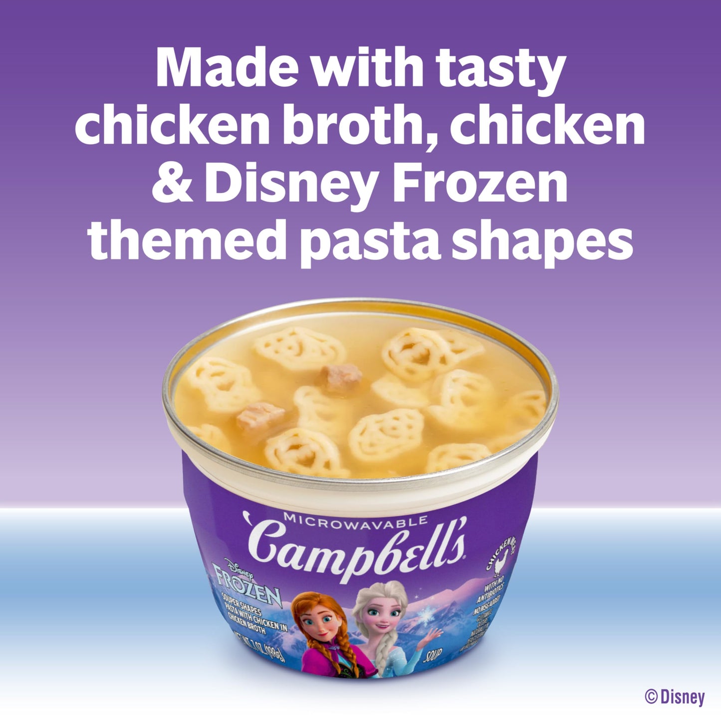Campbell’s Kids Soup, Disney Frozen Souper Shapes Pasta With Chicken in Chicken Broth, 7 oz Bowl (4 Pack)