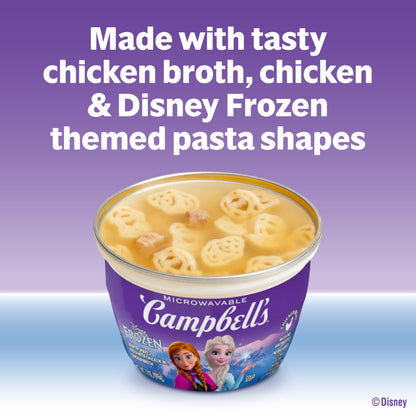 Campbell’s Kids Soup, Disney Frozen Souper Shapes Pasta With Chicken in Chicken Broth, 7 oz Bowl (4 Pack)