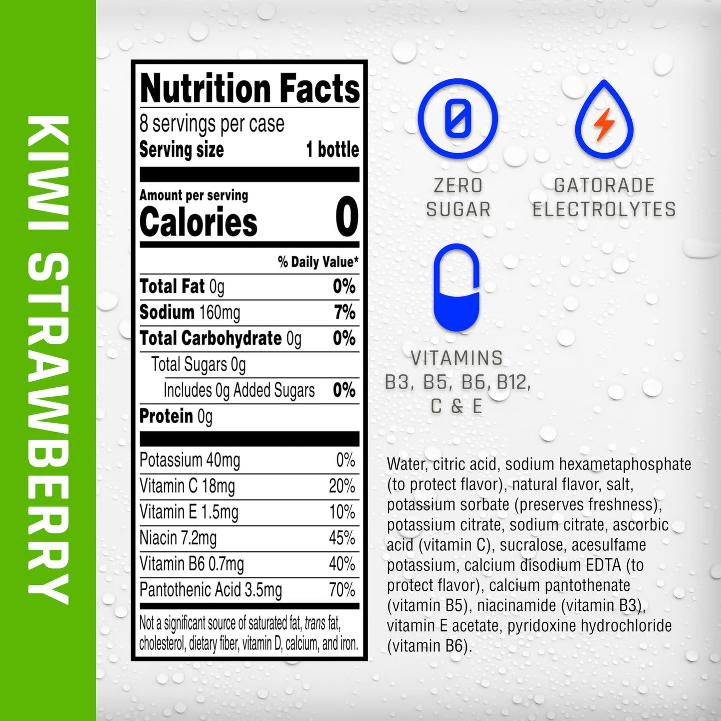 Propel Electrolyte Enhanced Water Sports Drink, Kiwi Strawberry Flavored Water, Zero Calorie & Zero Sugar Hydration with Electrolytes and Vitamins C & E, 12 fl oz Water Bottles (8 Pack)