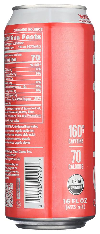 Clean Cause Organic Sparkling Watermelon Mint Yerba Mate, 16 FZ