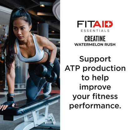 FITAID Creatine Monohydrate Powder, CreaPure, Watermelon Rush, ATP Production for Weightlifting, Cycling, Zero Sugar, Smooth-Mixing, Easy on Stomach, Resealable, 60 Servings