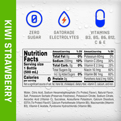 Propel Kiwi Strawberry, Zero Calorie Sports Drinking Water with Electrolytes and Vitamins C&E, 16.9 Fl Oz, 6Count