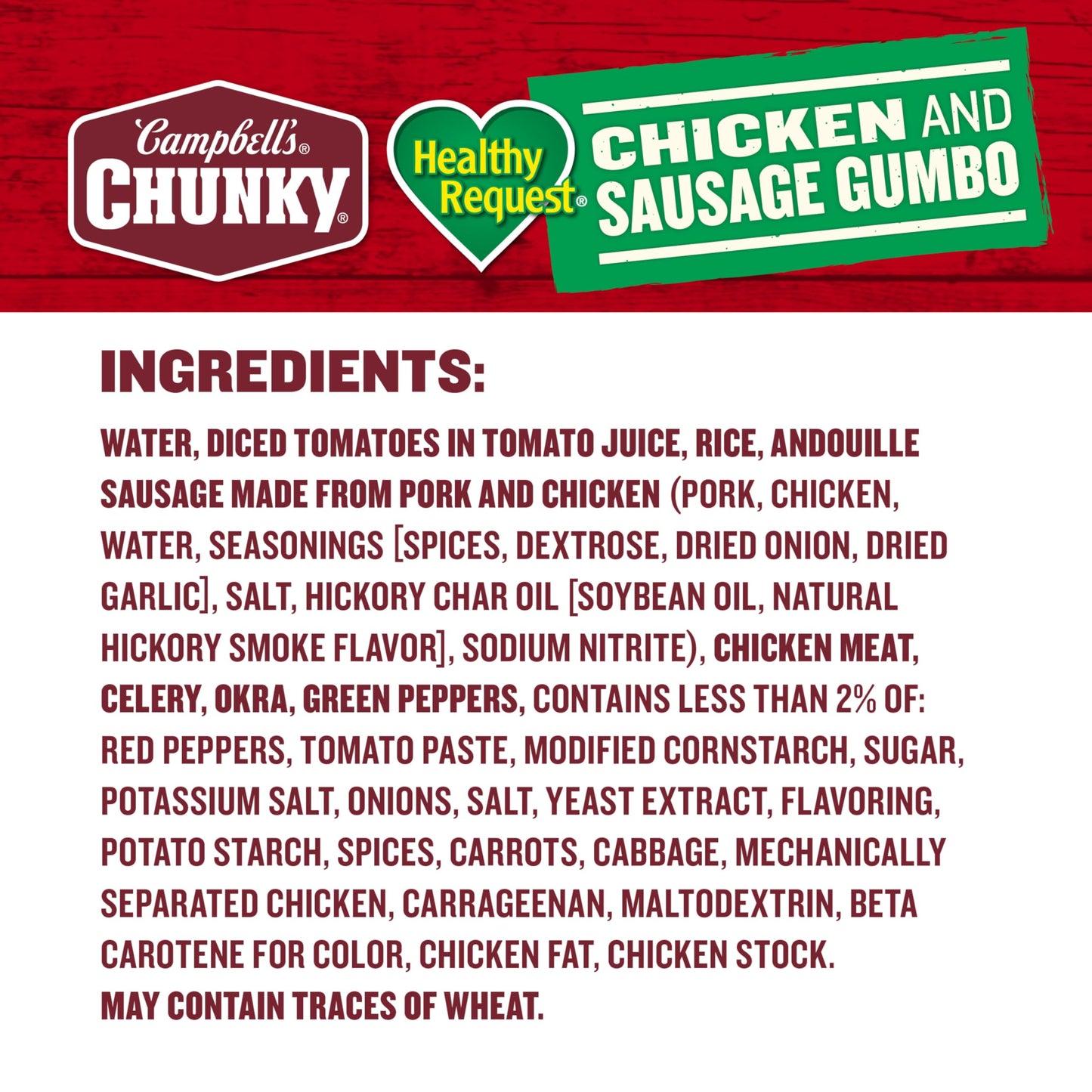 Campbell's Chunky Soup, Healthy Request Chicken and Sausage Gumbo, 18.8 Oz Can