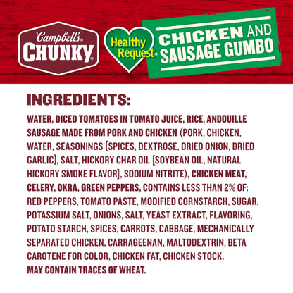 Campbell's Chunky Soup, Healthy Request Chicken and Sausage Gumbo, 18.8 Oz Can