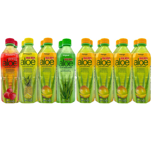 Iberia Aloe Vera Drin with Pulp, Variety Pack, 16.9 fl oz (Pack of 8) + Mango 16.9 fl oz (Pack of 8)