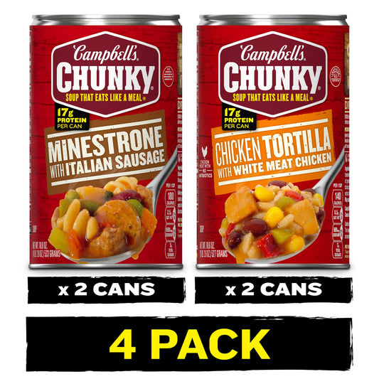 (Bundle of 4) Campbell’s Chunky Soups Variety Bundle