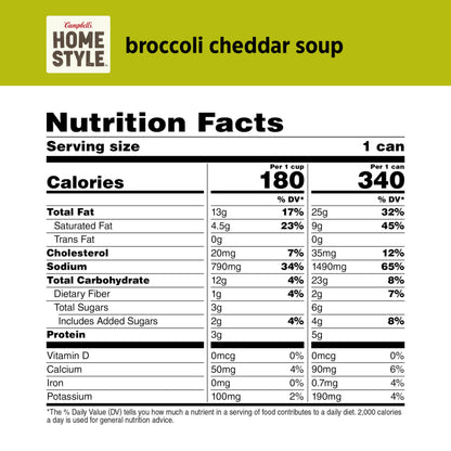 Campbell’s Homestyle Broccoli Cheddar Soup, 16.3 oz Can (12 Pack)