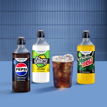 SodaStream Pepsi, Starry & MTN Dew Variety Pack, Zero Sugar, Variety Pack, New Pour Bottle 440ml, (Pack of 3)