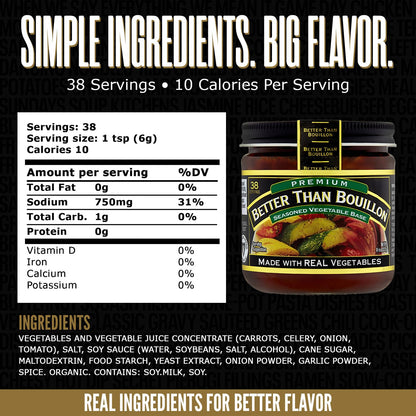 Better Than Bouillon Premium Seasoned Vegetable Base, Makes 38 Cups of Broth, 8 oz