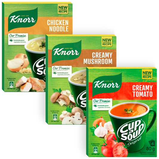 Cup-a-Soup Variety Pack Bundle - Includes Chicken Noodle, Creamy Mushroom, and Creamy Tomato Instant Soups - Quick and Wholesome Meals