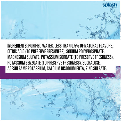 Splash Refresher Acai Grape Flavored Water, 16.9 Fl Oz, Plastic Bottle Pack of 18