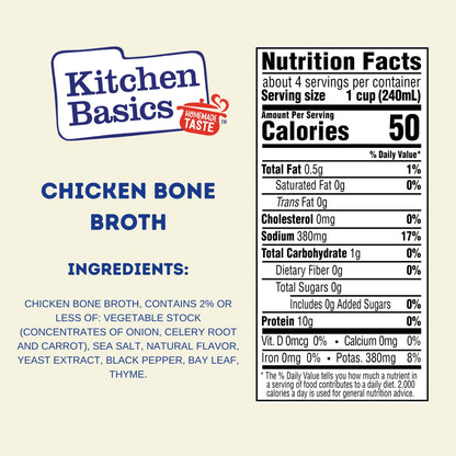 Kitchen Basics Chicken Bone Broth, 32oz (Pack of 12) - Perfect for Adding Flavor to Recipes and Stocking Up