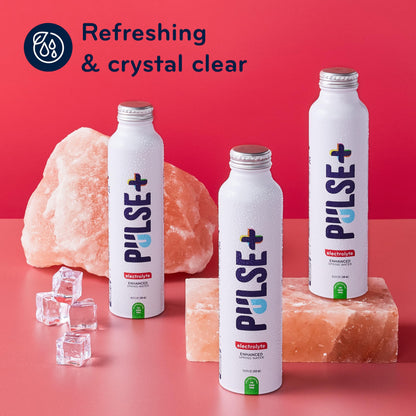 Pulse+ Electrolyte Water - Naturally Filtered Spring Water in 16.9-Ounce Aluminum Bottles, Recyclable and BPA-Free - Case of 12