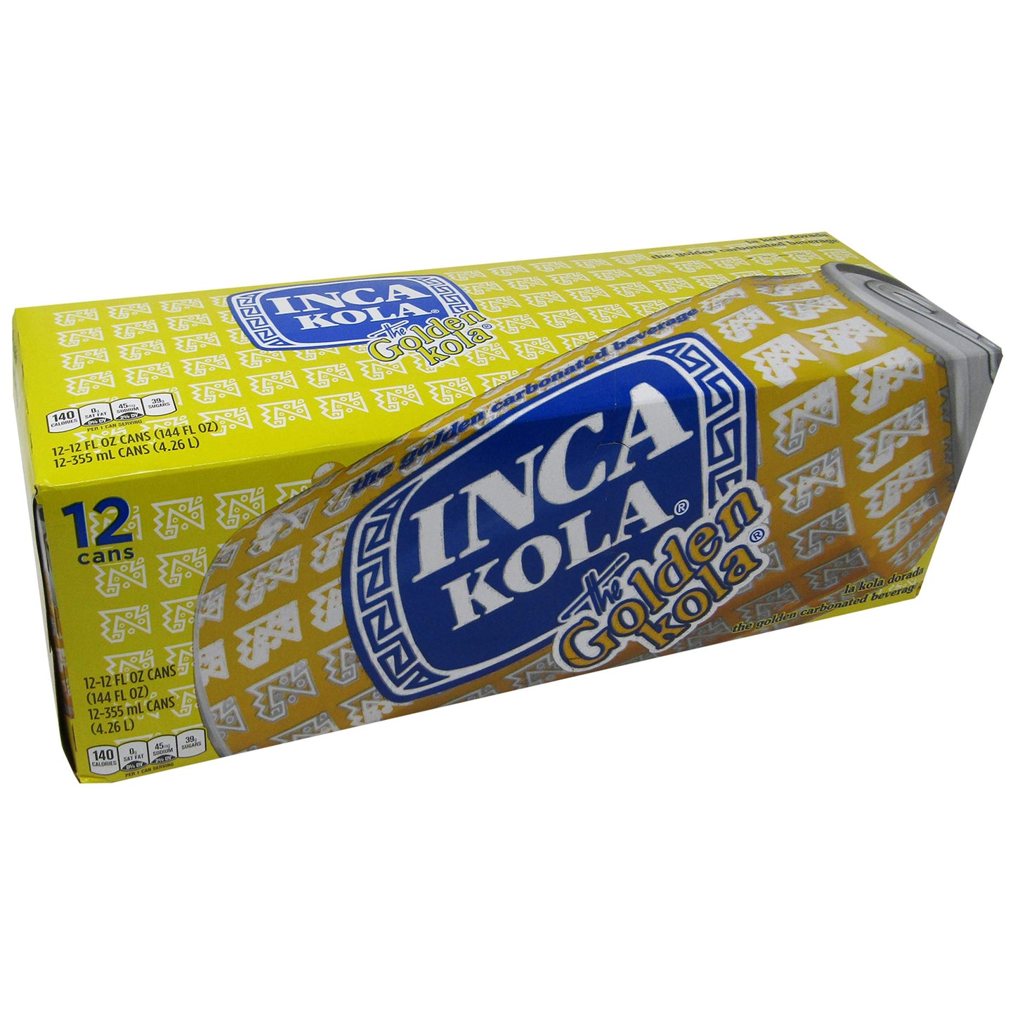 Inca Kola Golden Carbonated Beverage Soda - la kola dorada - 12 oz cans - 12pk