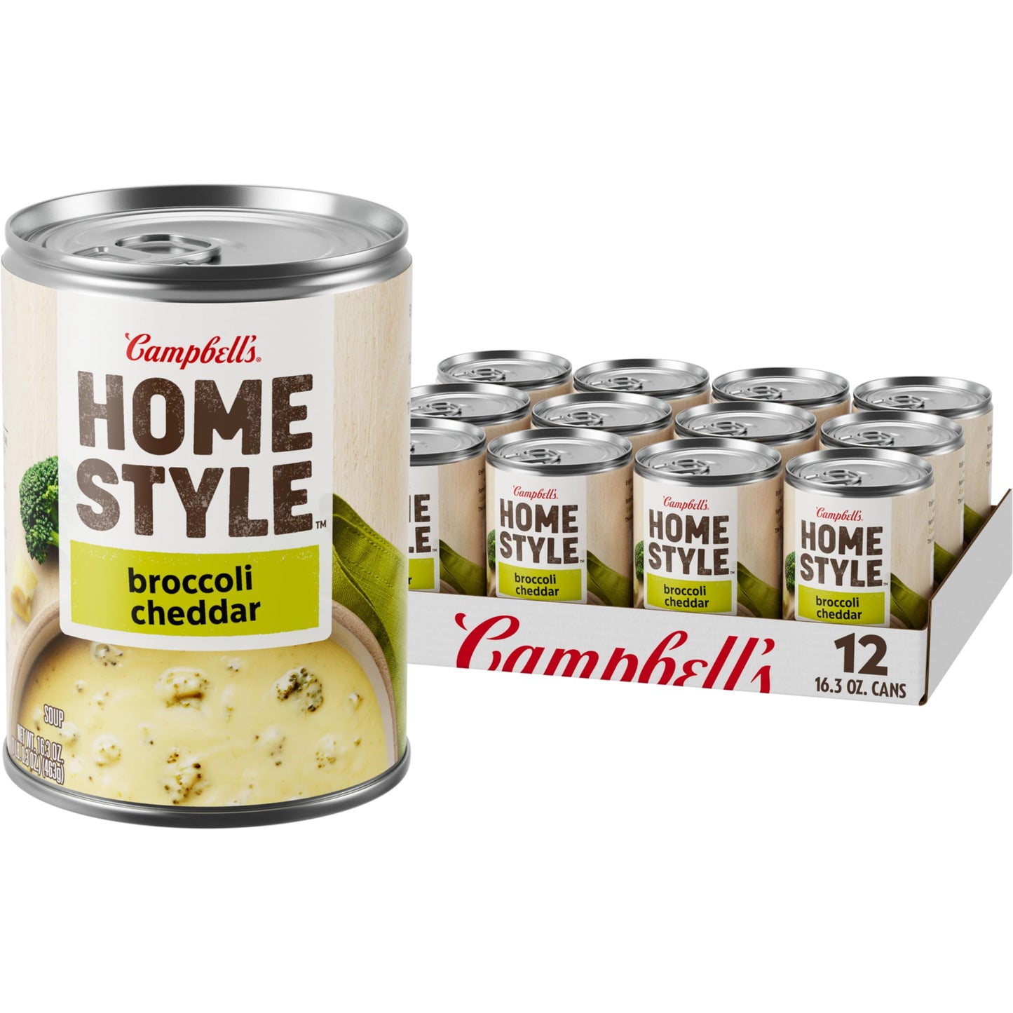 Campbell’s Homestyle Broccoli Cheddar Soup, 16.3 oz Can (12 Pack)