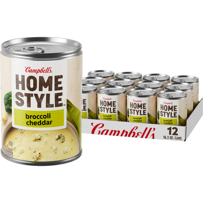 Campbell’s Homestyle Broccoli Cheddar Soup, 16.3 oz Can (12 Pack)