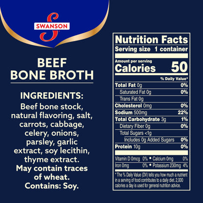 Swanson Sipping Beef Bone Broth, 10.75 oz Microwavable Cup (8 Pack)