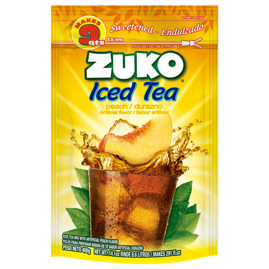 Zuko Peach Tea Powdered Drink Mix Family Pack, No Added Sugar Needed, 14.1 oz (Pack of 6)