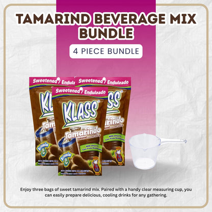 3x Klass Bev Mix Tamarindo Sweetened 14.1 OZ Bundle with Measuring Cup – Traditional Aguas Frescas Drink Mix with Sweet and Tangy Tamarind Flavor – Gift Set (3 Items)