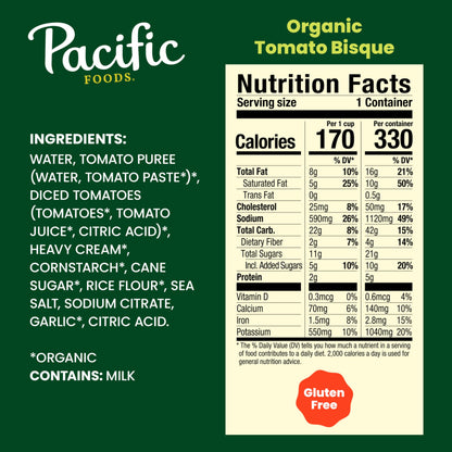 Pacific Foods Organic Tomato Bisque Soup, 16.3 oz Can (12 Pack)