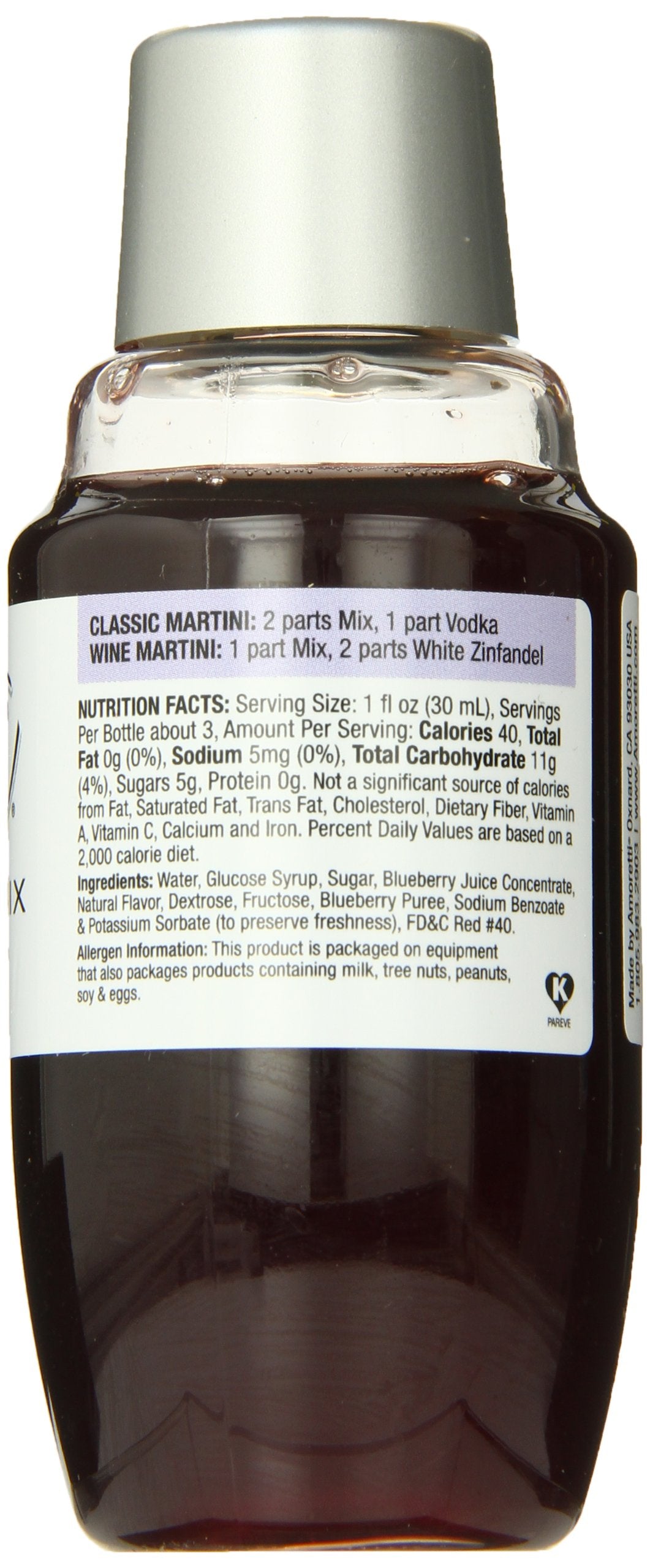 Amoretti Premium Martini Cocktail Mix Minis, Blueberry, 3.4 Fluid Ounce