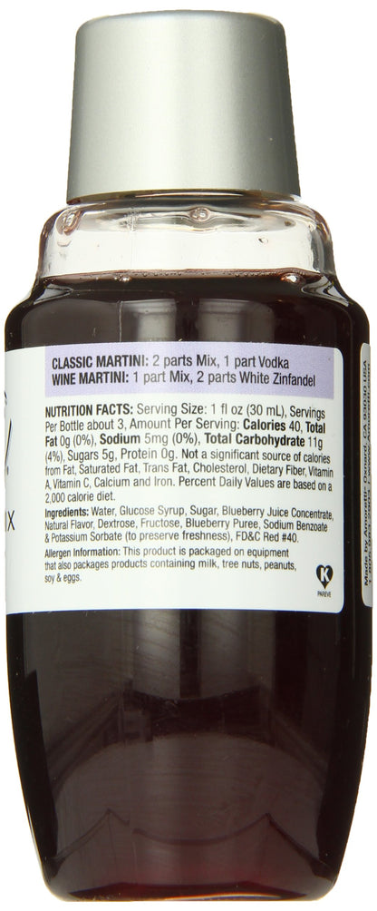 Amoretti Premium Martini Cocktail Mix Minis, Blueberry, 3.4 Fluid Ounce