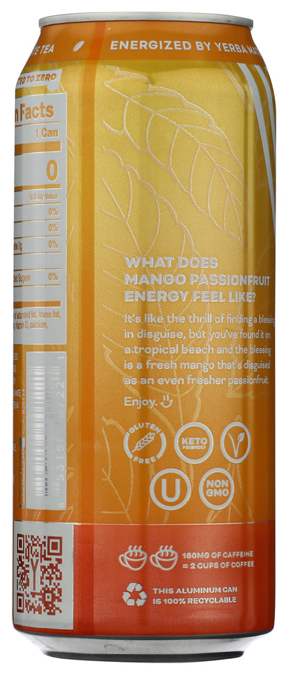 Yerbaé Mango Passionfruit Sparkling Water (six 16 oz cans) only 30 calories per can.