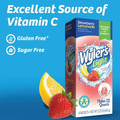 Wyler's Light Pitcher Packs, Water Drink Mix, Strawberry Lemonade,6 Pitcher Packets (Pack of 4)