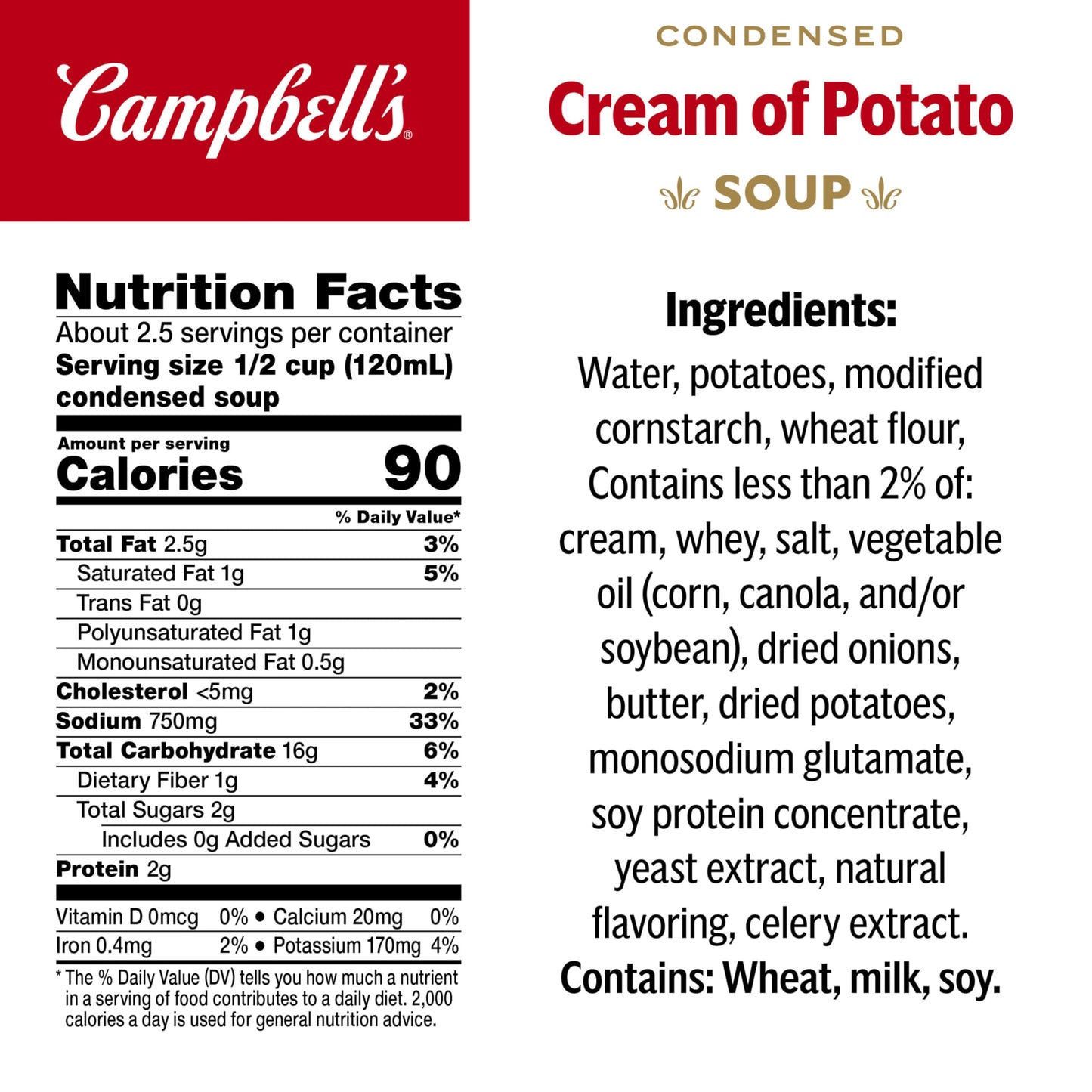 Campbell's Condensed Cream of Potato Soup, 10.5 Ounce Can