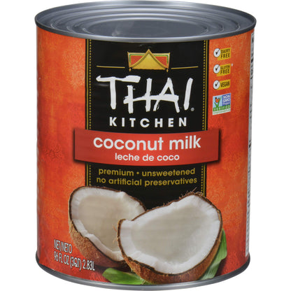 Thai Kitchen Coconut Milk, 96 fl oz (Pack of 6) - Six 96 Fluid Ounce Containers of Unsweetened, Premium Dairy Free Coconut Milk Perfect for Vegan Curries, Sauces, Soups, Desserts, and Beverages