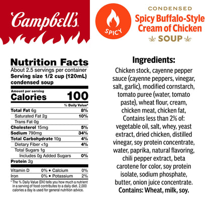 Campbell's Condensed Spicy Buffalo-Style Cream of Chicken Soup, 10.5 oz Can