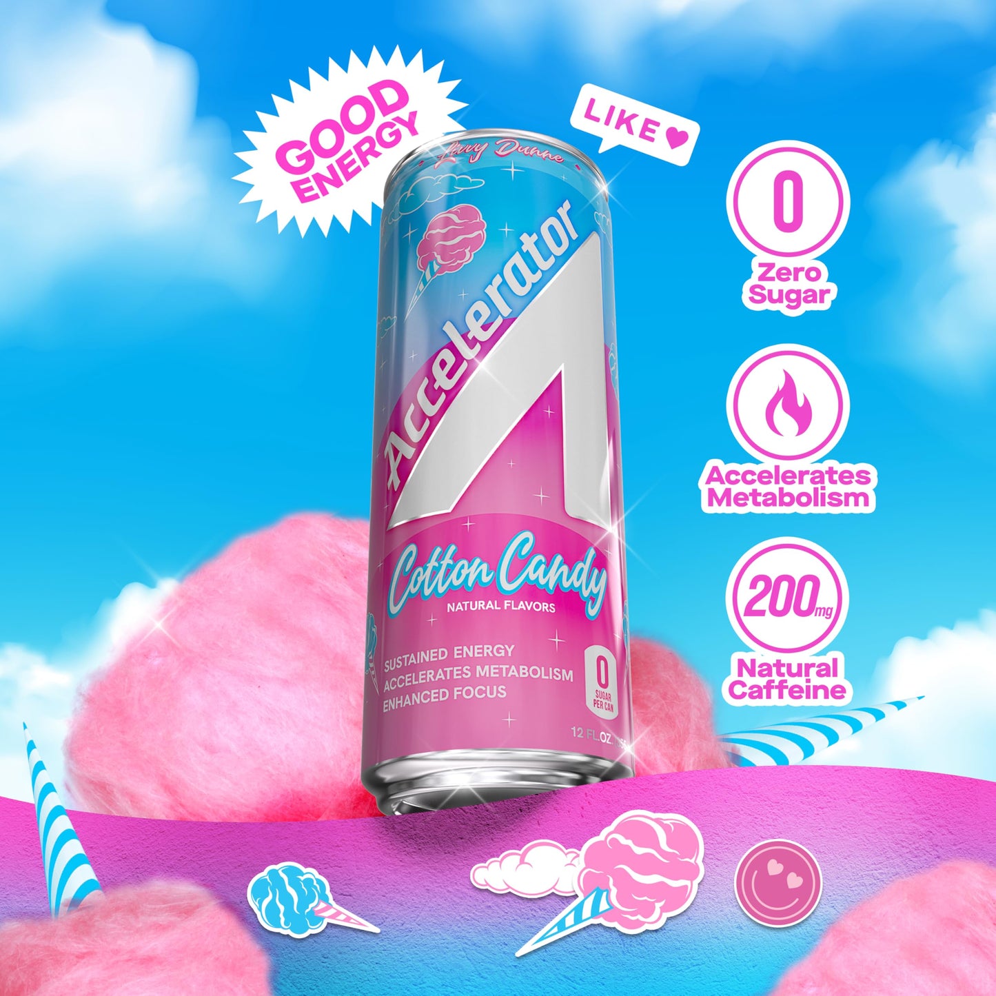 Accelerator Active Energy Drink Sugar Free Zero Carbs – Variety Pack & Cotton Candy, 12oz Can (12 Pack Each) with 200mg Natural Caffeine, Ashwagandha, CoQ10 & Green Tea for Focus & Energy