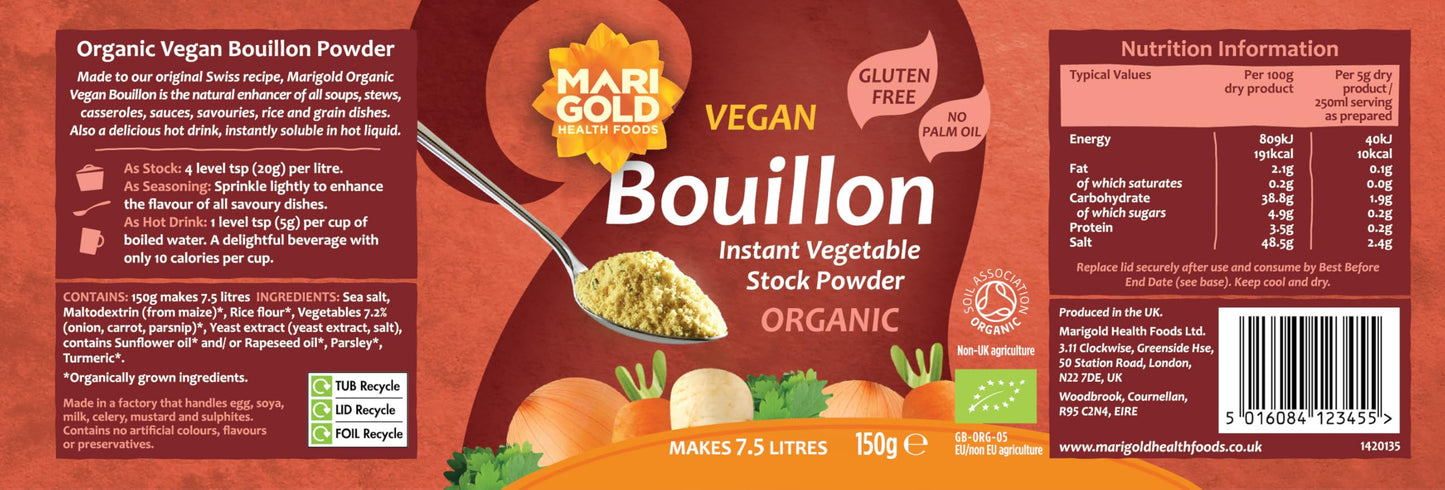 MARIGOLD Organic Swiss Vegetable Vegan Bouillon Powder 150g