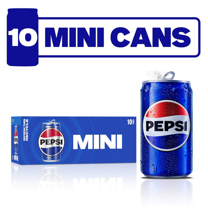 Pepsi Soda, Mini Cans | 7.5 Ounce | 20 Count