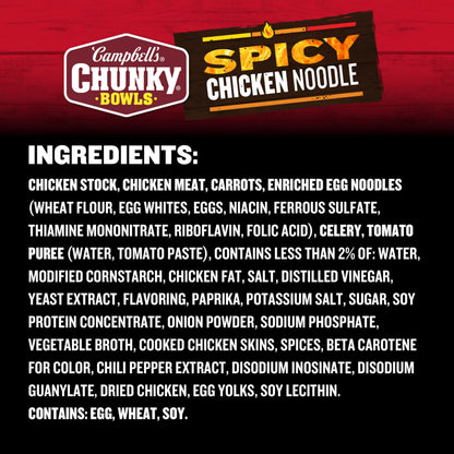 Campbell’s Chunky Spicy Chicken Noodle Soup, 15.25 oz Microwavable Bowl