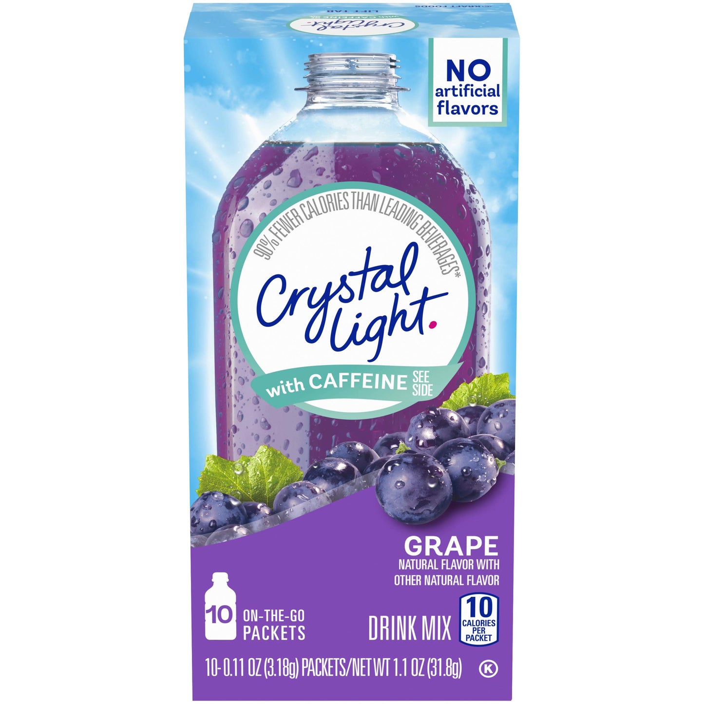 Crystal Light Grape Energy Drink Mix with Caffeine, 120 On-the-Go Packets, 12 Packs of 10