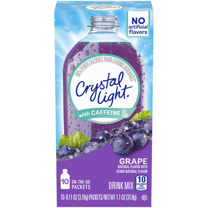 Crystal Light Grape Energy Drink Mix with Caffeine, 120 On-the-Go Packets, 12 Packs of 10