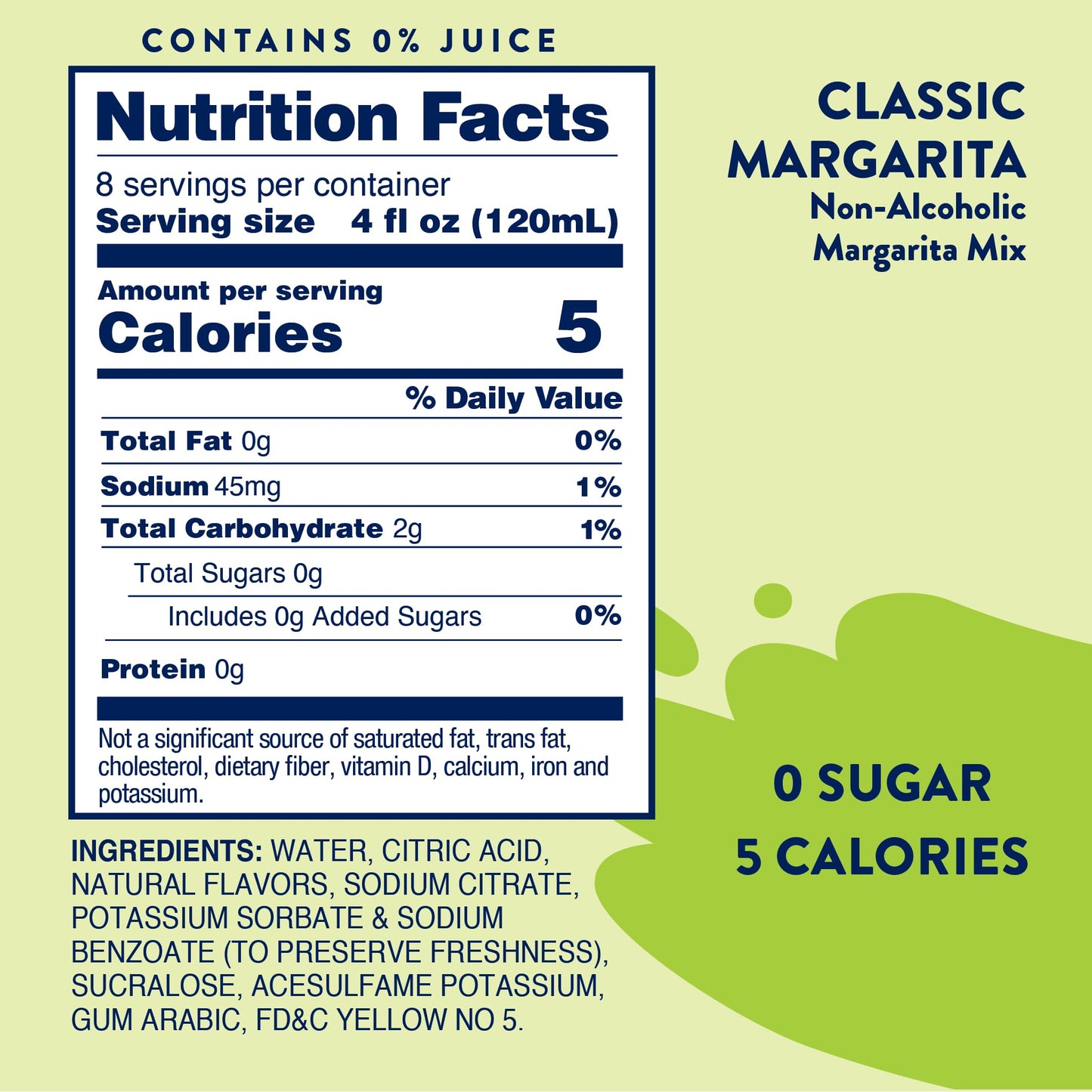 Jordan's Skinny Mixes Sugar Free Margarita Mix, Flavored Cocktail Mixer for Drinks, Fresh Lime Drink Flavoring for Cocktails & Mocktails, Low Calorie, Gluten Free, Keto Friendly, 32 Fl Oz, 1 Pack