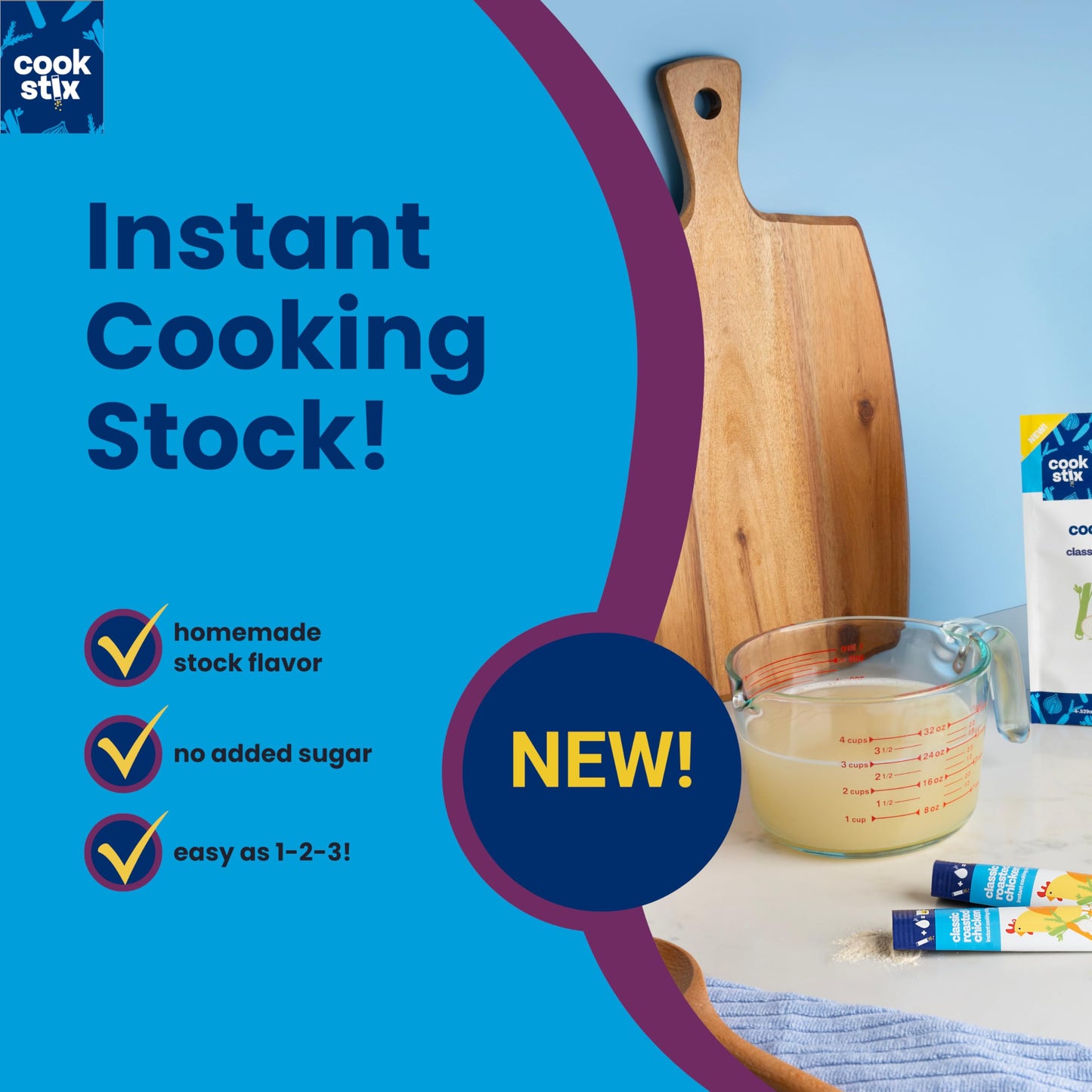 Cookstix Duo Pack – Classic & Coconut Ginger Chicken Stock Sticks – Clean-Label Instant Broth (2 x 4 Packs)