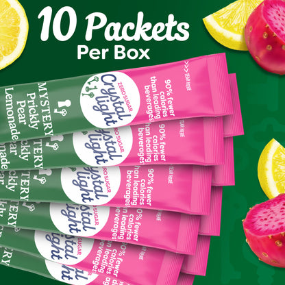 Crystal Light Drink Mix, 10 Individual Packets, Hydration for Book Lovers and Mystery Readers, Prickly Pear Lemonade Artificial Flavor, Zero Sugar, No Artificial Dyes, 0.13 oz