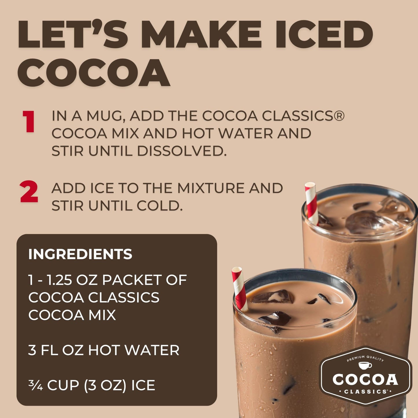 Cocoa Classics Chocolate Supreme Cocoa Mix Hot Chocolate Made with Nonfat Milk Just Add Hot Water Make Hot or Iced Cocoa Gluten Free & Kosher Dairy Friendly 14.8 oz Pouch (Pack of 1)