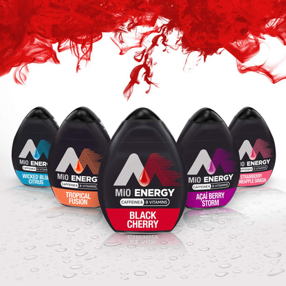MiO Energy Black Cherry Naturally Flavored Liquid Water Enhancer 1 Count 1.62 fl oz (Pack of 5)