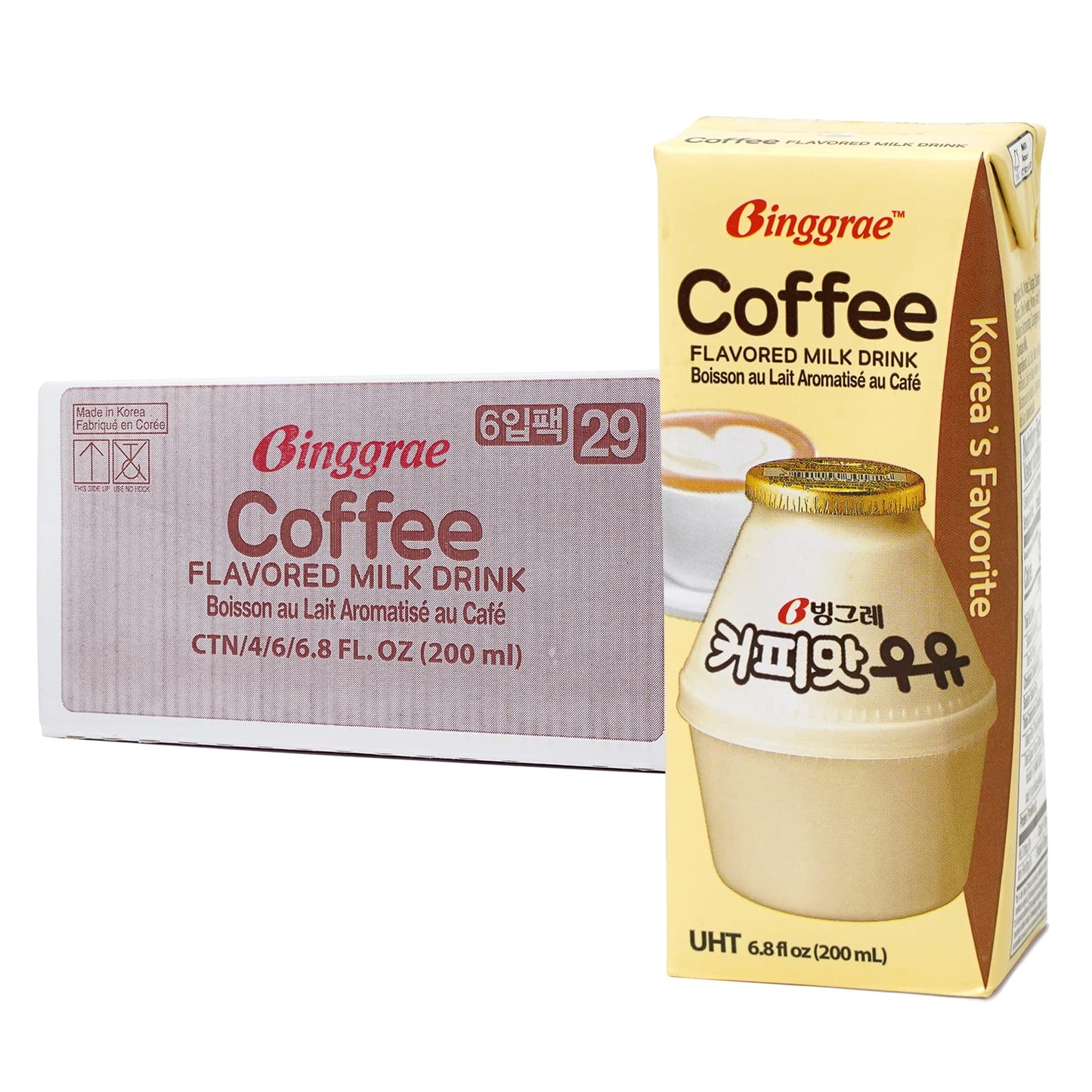 Binggrae Coffee Flavored Milk Drink – Korean Sweet and Creamy Shelf-Stable Beverage – 6.8 fl oz Cartons – Pack of 24
